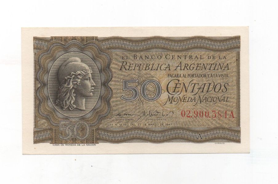 ARGENTINA DEL AÑO 1947 DE 50 CENTAVOS